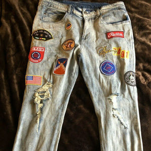 Mens Young & Reckless Patch Jeans